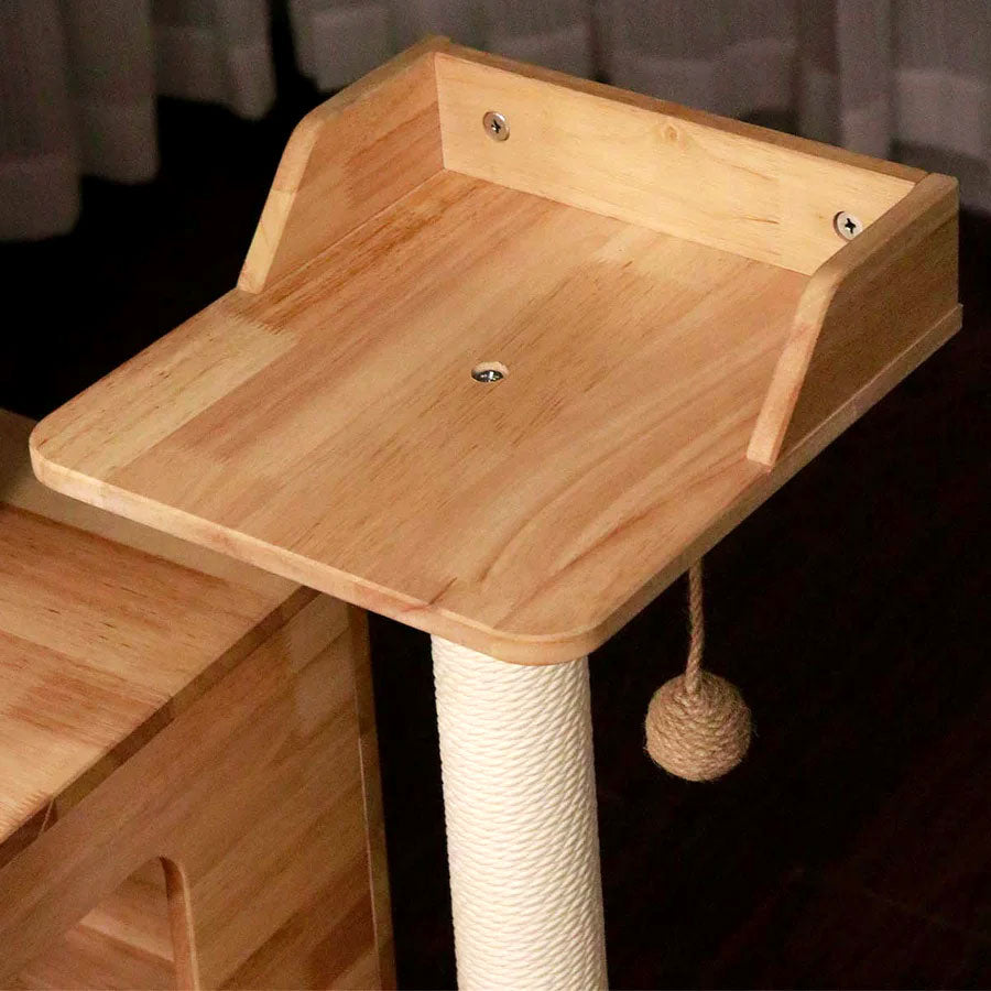 Floor to Ceiling Cat Tree | Solid Rubberwood Build | Long-Lasting Style & Strength