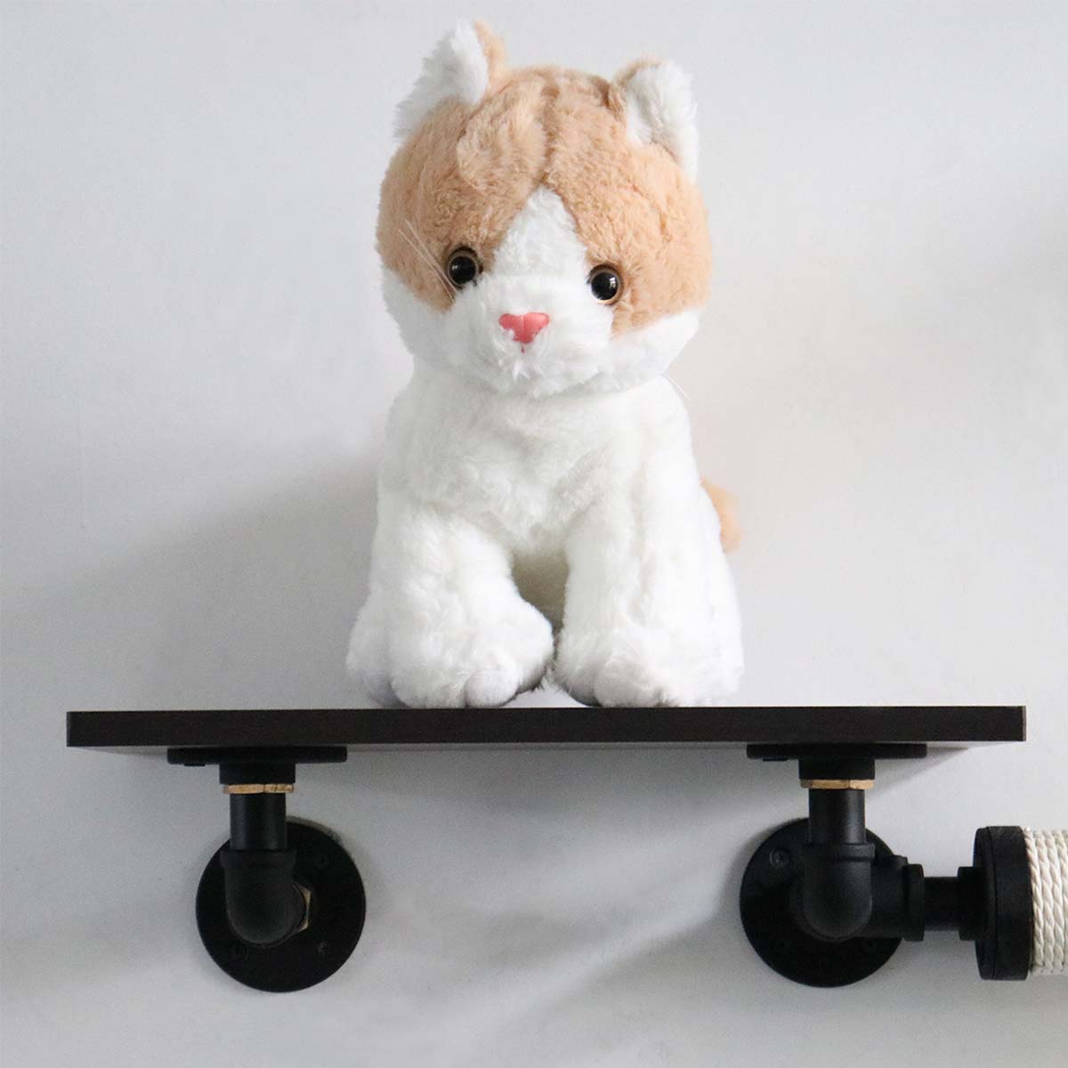 Modern Luxury Industrial Wall-Mounted Cat Shelves Set | Smoky Rubberwood