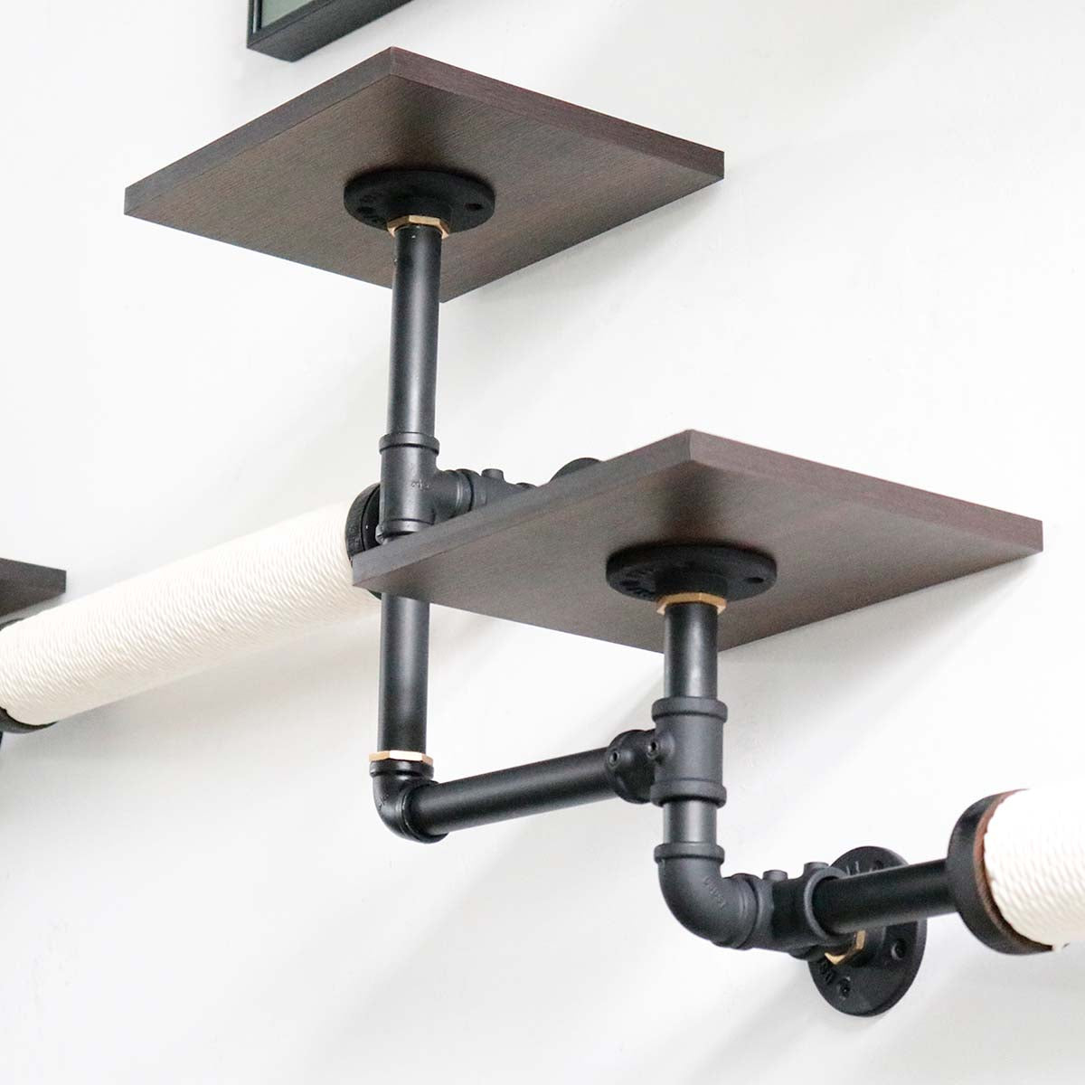 Smoky Rubber Wood Cat Shelves | Premium Wall-Mounted Cat Furniture Set