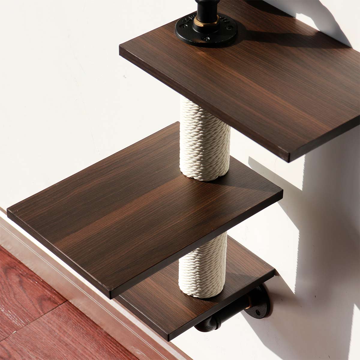 PETOMG Three-Level Wall-Mounted Cat Shelf | Smoky Color