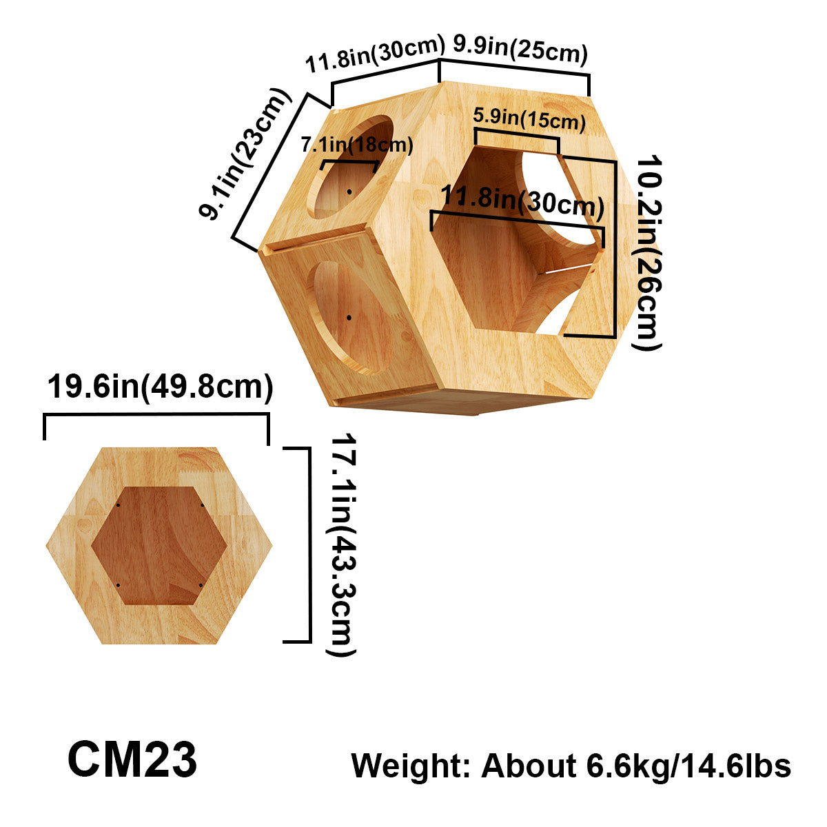 Large Hexagon Cat Wall House,CM23
