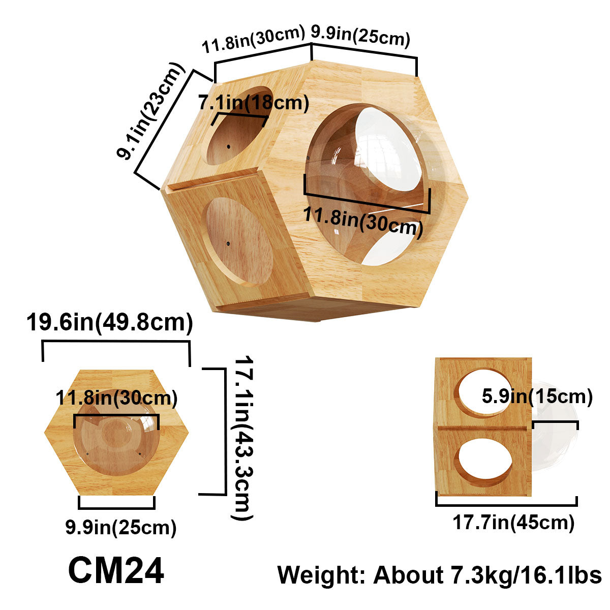 Large Hexagon Cat Wall Bubble House,CM24