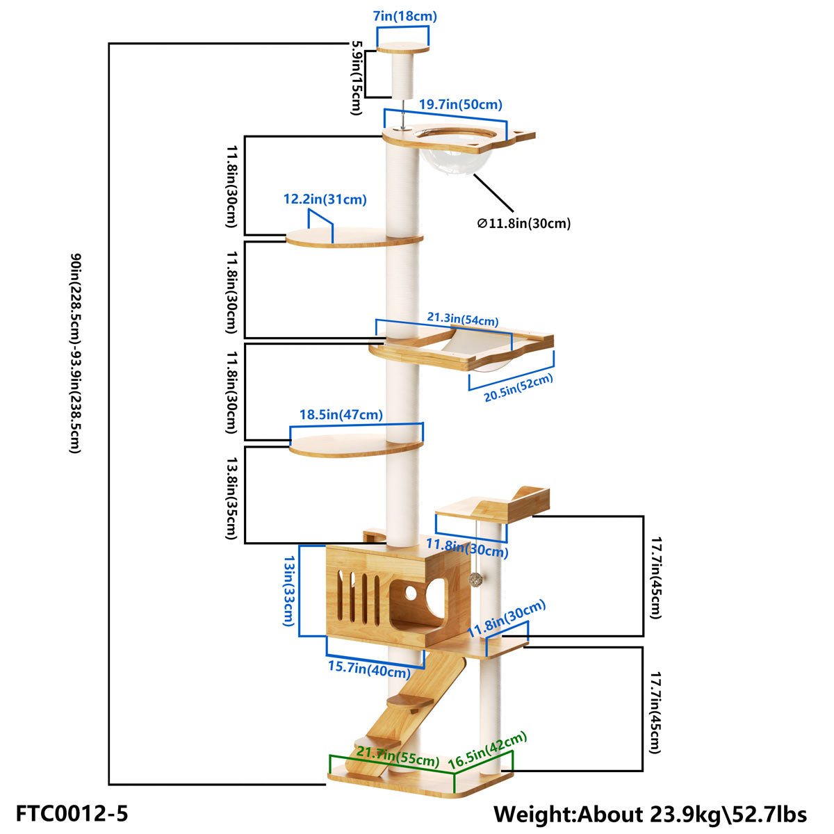 Floor to Ceiling Cat Tree - Adjustable Hammock Chic