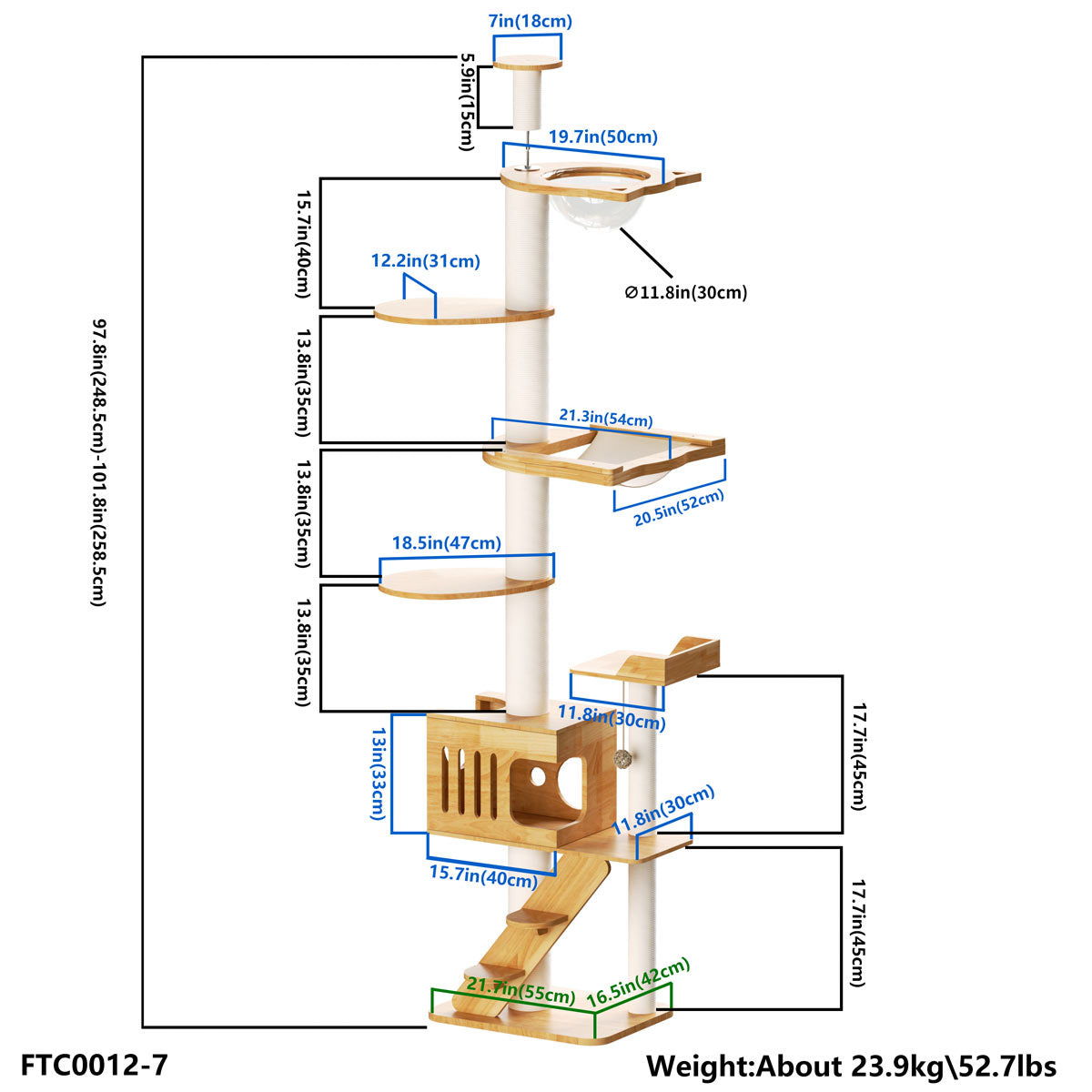 Floor to Ceiling Cat Tree - Adjustable Hammock Chic
