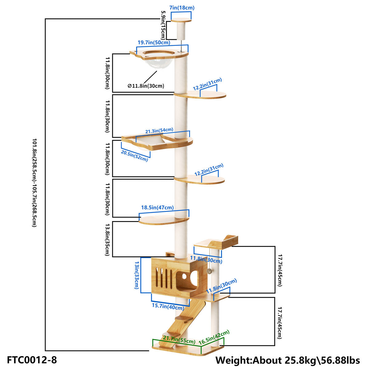 Floor to Ceiling Cat Tree - Adjustable Hammock Chic