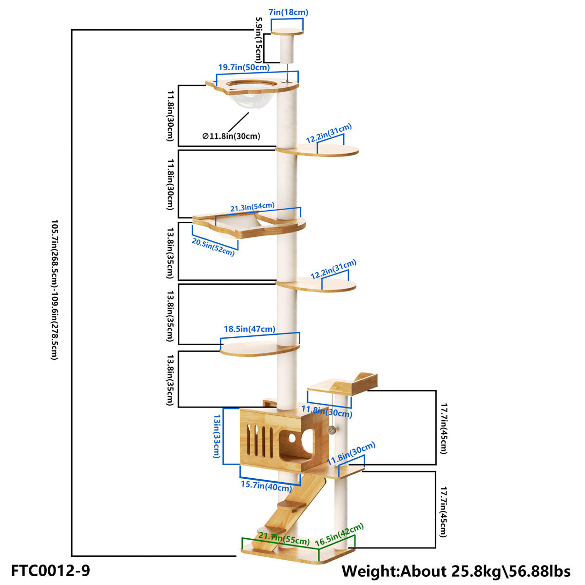 Floor to Ceiling Cat Tree - Adjustable Hammock Chic