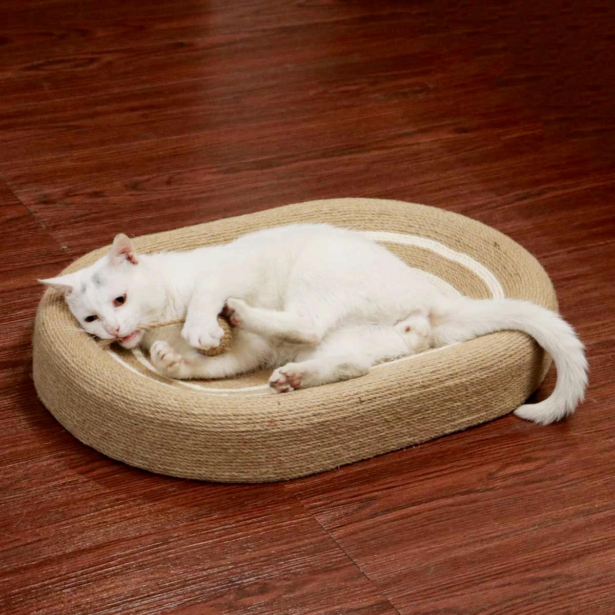 Sisal Cat Bed & Scratcher in One | Round Cat Nest with Natural Sisal Surface | Multi-Functional Cat Lounger