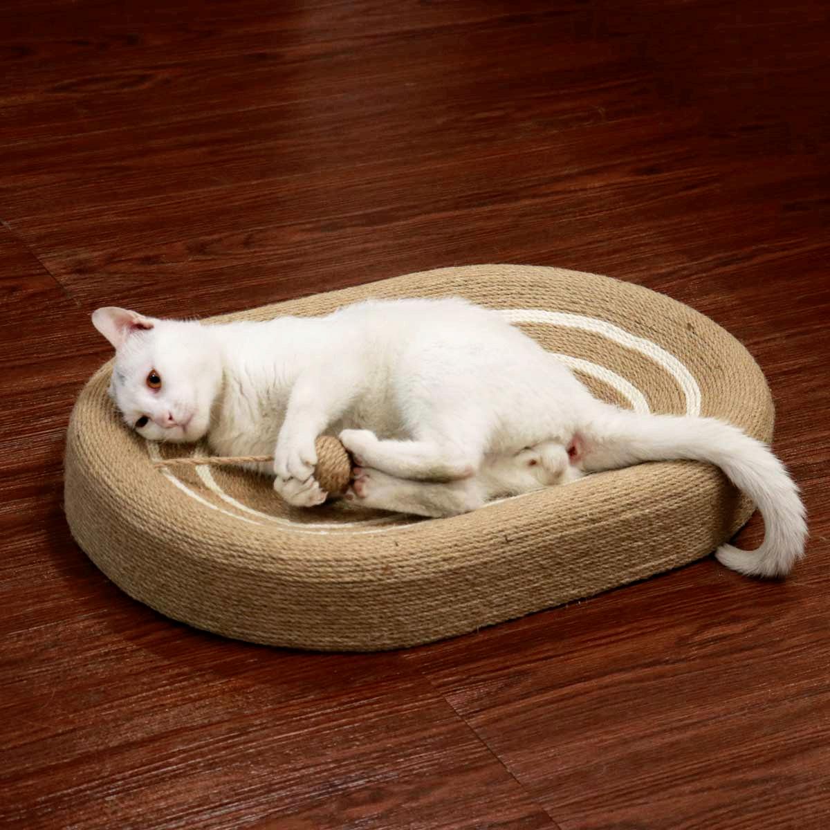 Sisal Cat Bed & Scratcher in One | Round Cat Nest with Natural Sisal Surface | Multi-Functional Cat Lounger