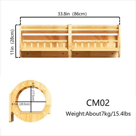 Modular Wall Cat Tunnel | Open Cat Shelf | Rubberwood Cat Wall Furniture