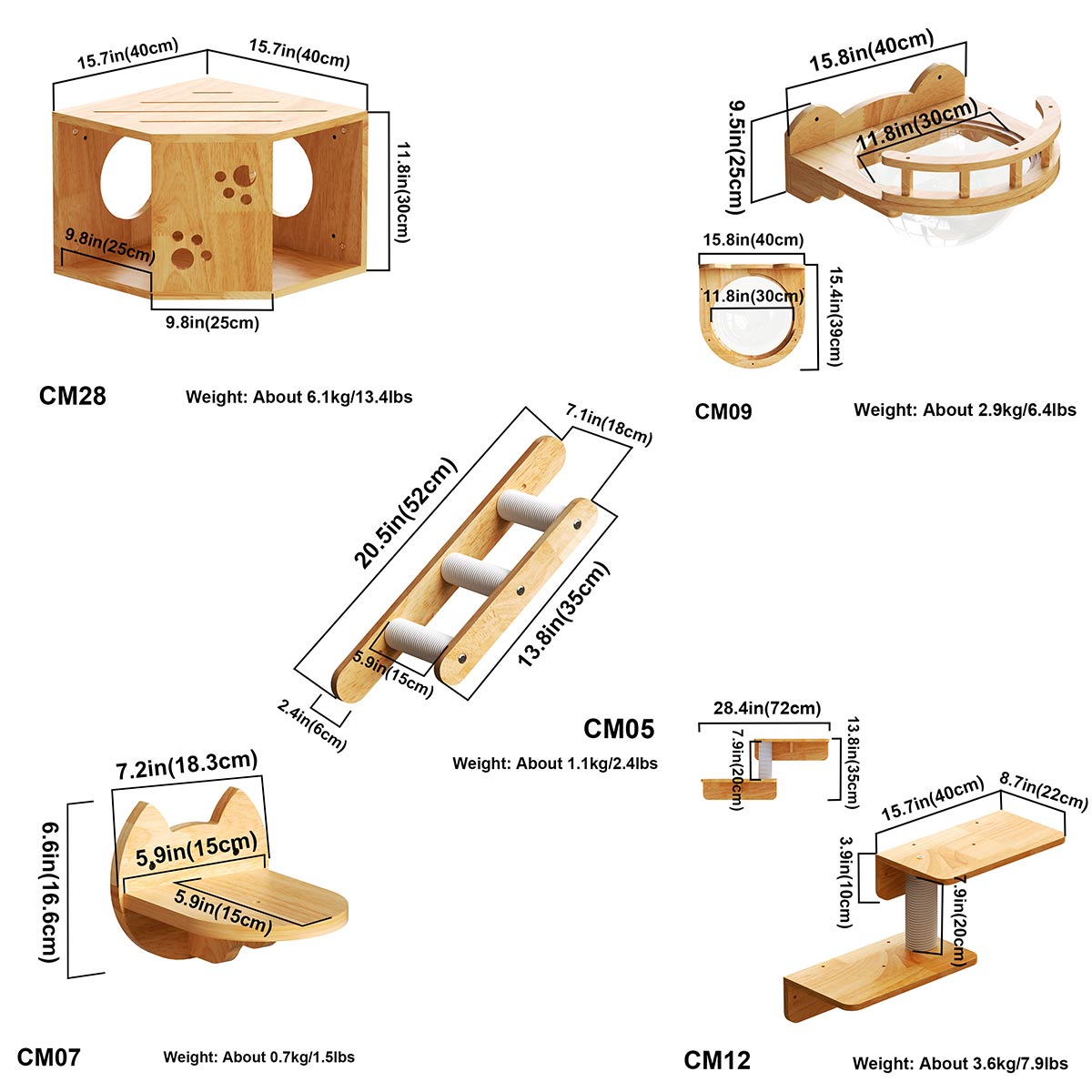 Wall-Mounted Cat Wall Set, Corner Cat Bed, Cat Climbing System, Cat Wall Shelves, Suitable for Modern Home Design