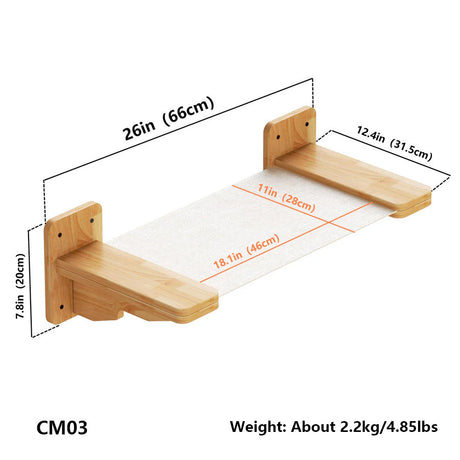 PETOMG Casa para gatos montada en la pared, muebles de pared para gatos, cama de pared para gatos | Madera de caucho