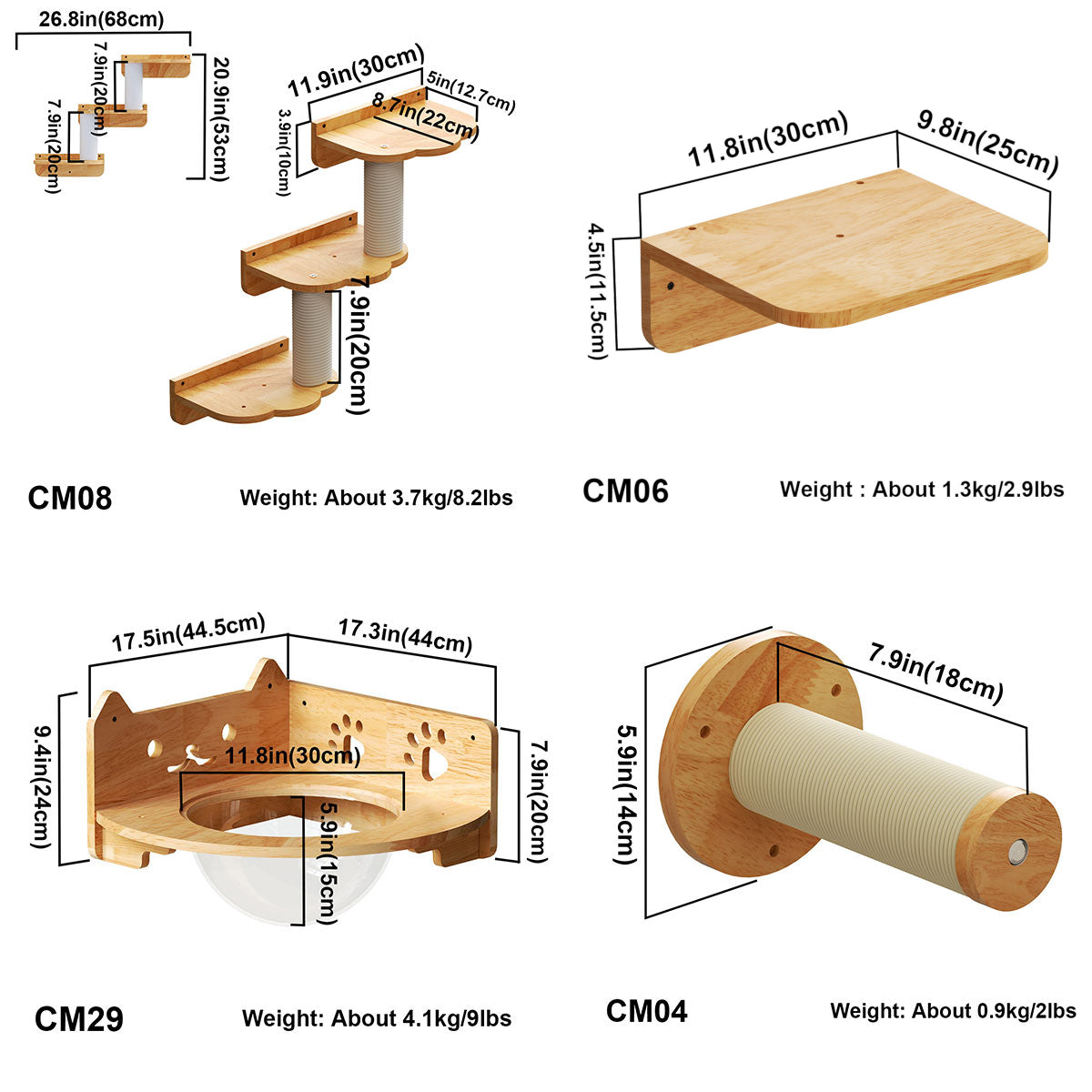 Wall-Mounted Cat Climbing Set | Sturdy Sisal Scratching Posts | Space-Saving Modular Design |Corner Climbing Design