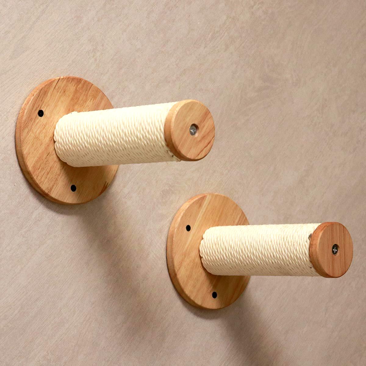 PETOMG Poste rascador para gatos, escalones de pared para gatos, paseos para gatos (2 piezas) | Madera de caucho