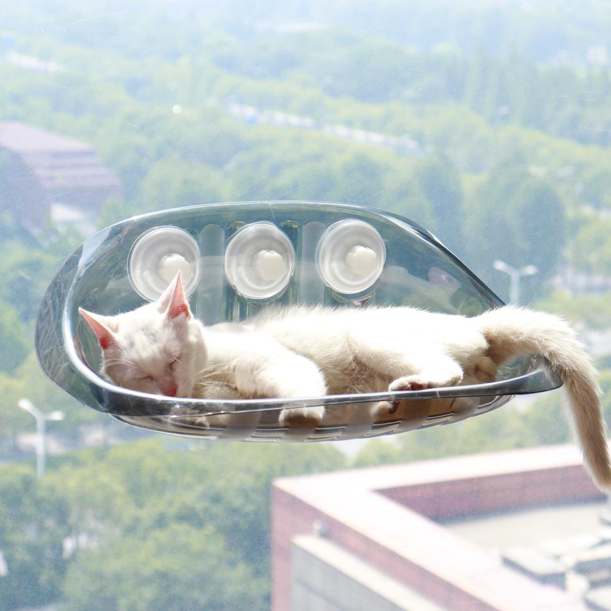 Cat Window Hammock with Washable Cover | PET Material | Big Cat Bed with Suction Cups | Support up to 44 lbs