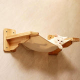 Wall-Mounted Cat Hammock | Rubberwood Frame | Cozy Elevated Lounger