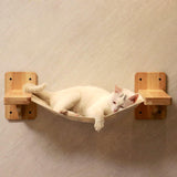 Wall-Mounted Cat Hammock | Rubberwood Frame | Cozy Elevated Lounger