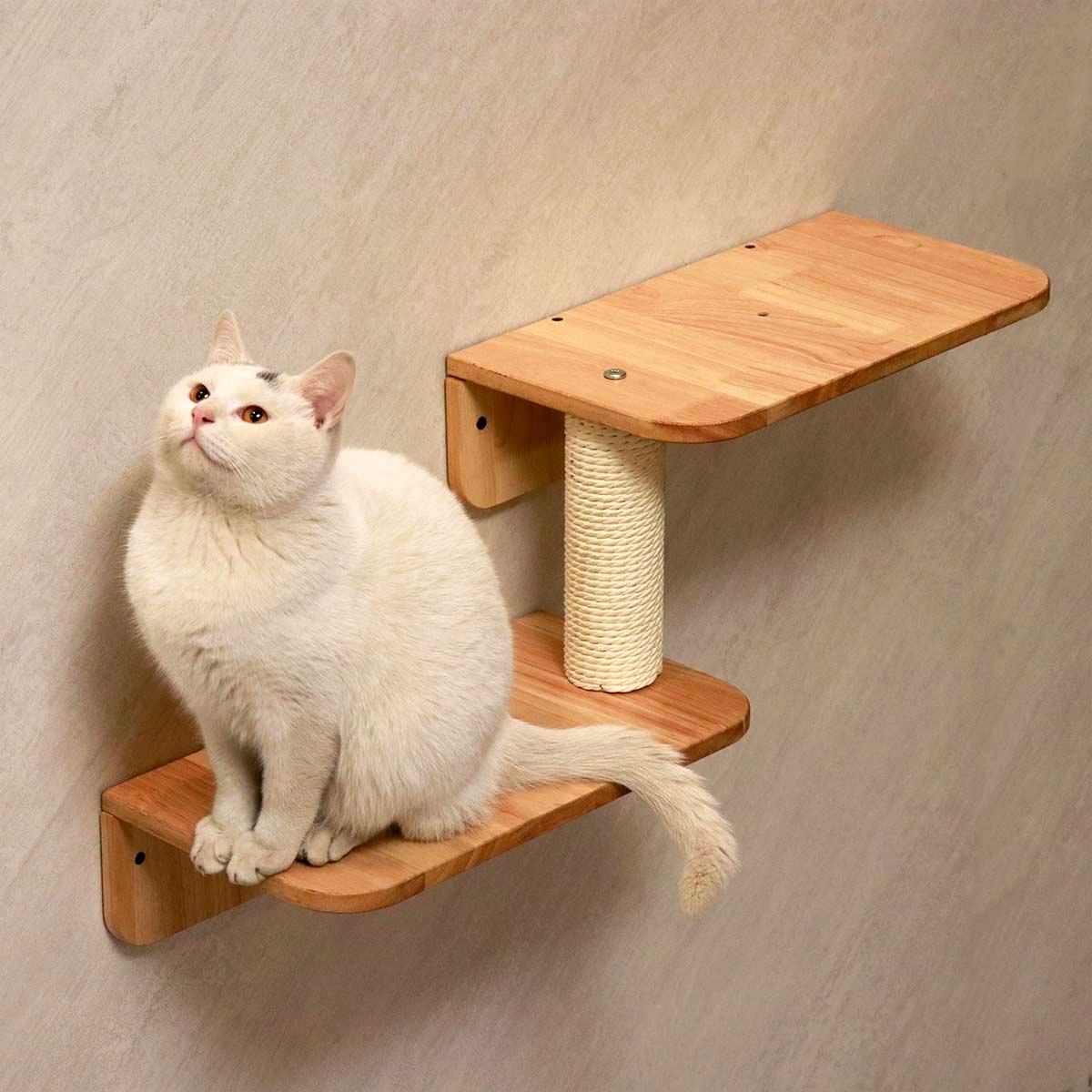 PETOMG Cat Wall Steps, Cat Ladder, Cat Walks, Cat Climbers for Walls| Rubberwood