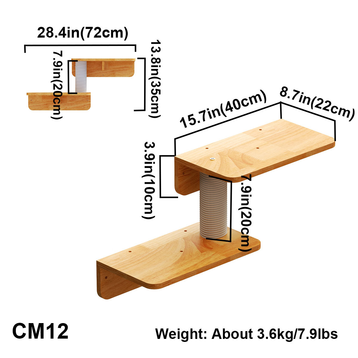 PETOMG Escalones de pared para gatos, escalera para gatos, paseos para gatos, escaladores para paredes | Madera de caucho