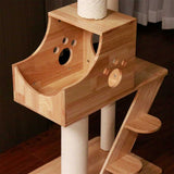 PETOMG Rubber Wood Ceiling to Floor Cat Tree, No Drilling, Adjustable Height (90.6'' - 110.2'')