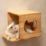 PETOMG Casa para gatos montada en la pared, muebles de pared para gatos, cama de pared para gatos | Madera de caucho