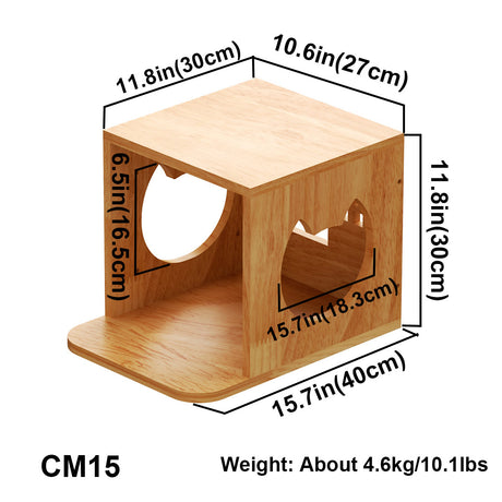 PETOMG Wall Mounted Cat House, Cat Wall Furniture, Cat Wall Bed| Rubberwood