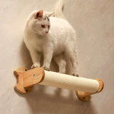 PETOMG Cat Scratching Post, Cat Wall Furniture, Cat Shelf | Rubberwood