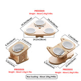 PETOMG Cat Bowls, Elevated Cat Bowl, Ceramic Cat Bowls, Raised Cat Food Bowls | Rubberwood