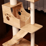 PETOMG Floor to Ceiling Cat Tree, Rubber Wood, No Drilling, Adjustable Height (89.4'' - 109'')