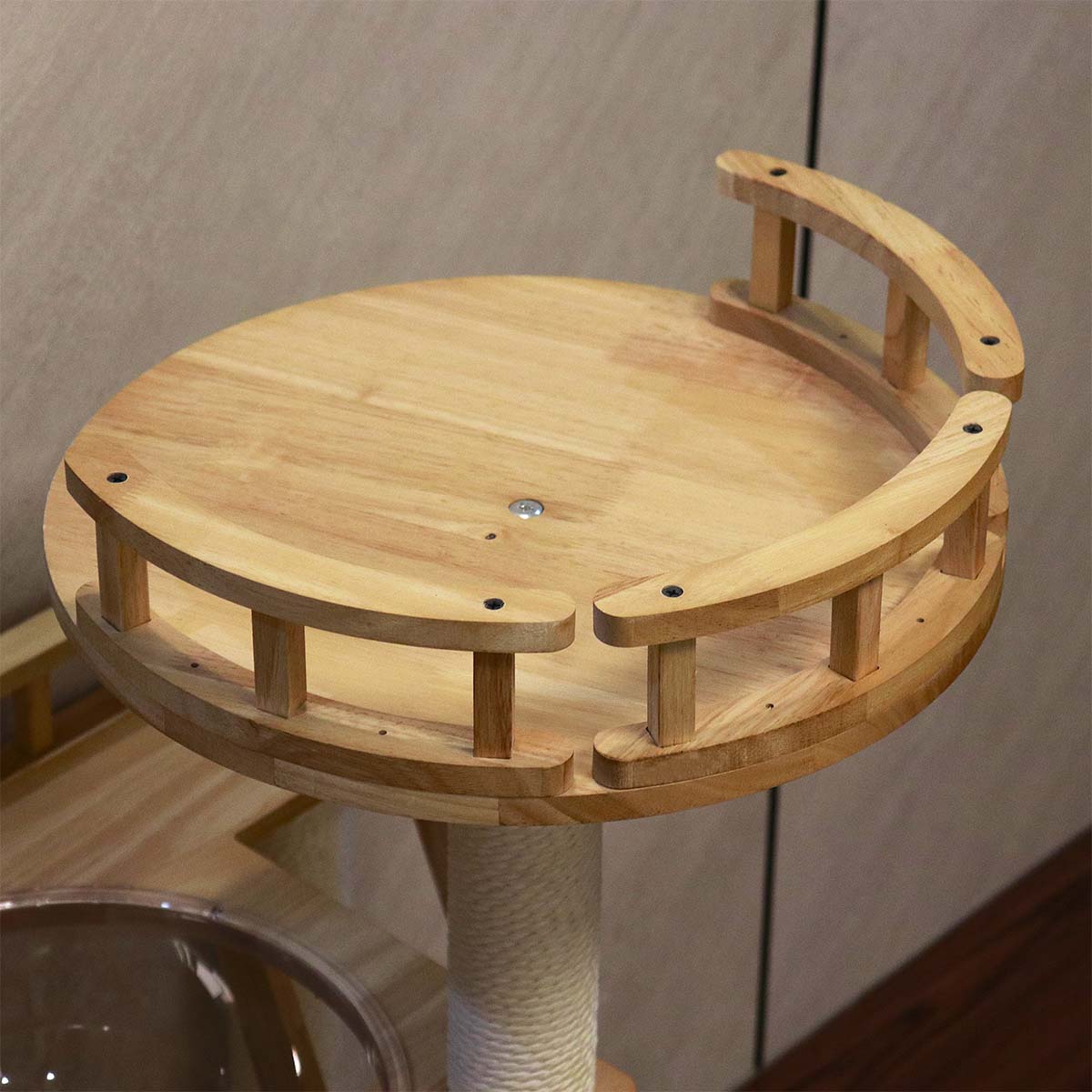 Rubberwood Cat Tree, Cat Tower 34.6''*15.7''*42''