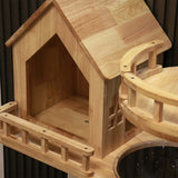 Rubberwood Cat Tree, Cat Tower 34.6''*15.7''*42''