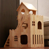 Rubberwood Cat House, Cat Condo (Castle Style) 30.1''*20''*39.4''