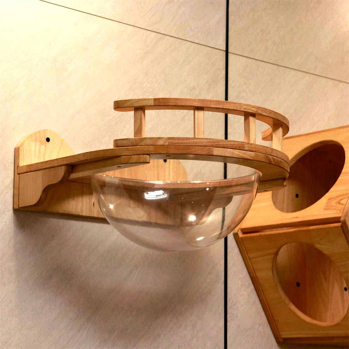 Hexagonal Wall-Mounted Cat Furniture Set | Modular Design with Transparent Domes | Perfect for Active Cats