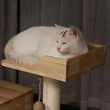 PETOMG Cat Tree Floor to Ceiling, Rubber Wood, No Drilling, Adjustable Height(89.4'' - 109'')