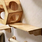 PETOMG Escalones de pared para gatos, paseos para gatos, escalera para gatos, estante de pared para gatos | Madera de caucho