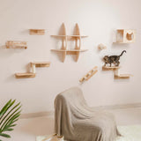 PETOMG Cat Shelf Wall, Cat Wall Furniture, Cat Ladder | Cat Wall Mounted Set | Rubberwood