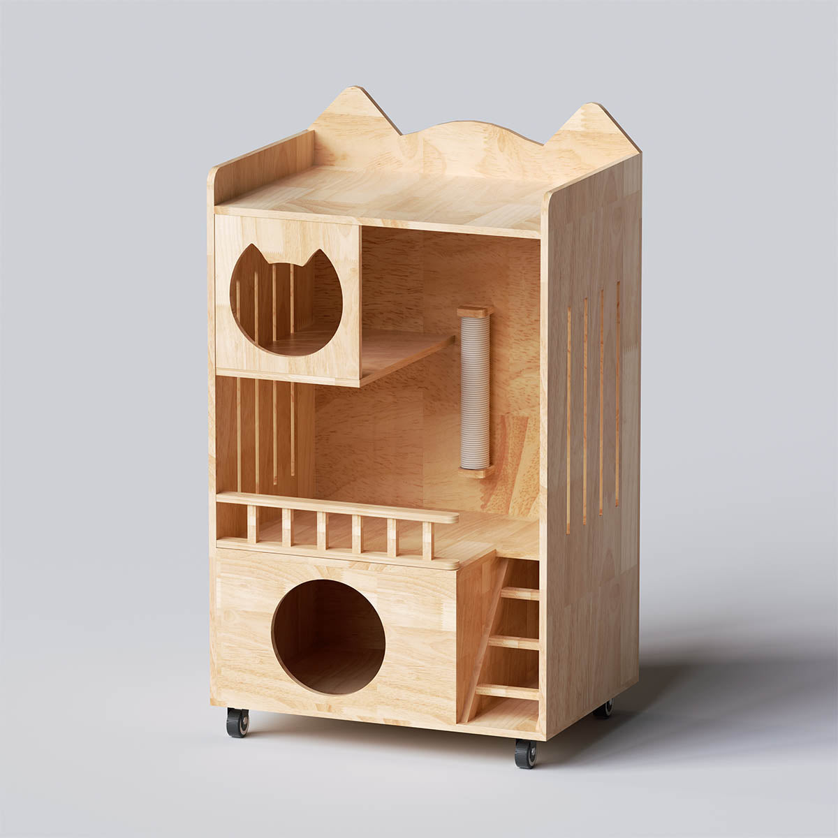 PETOMG Cat House, Cat Condo, Cat Furniture, Cat Stand | Rubberwood 41.7''