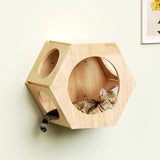 PETOMG Wall Mounted Cat House, Cat Wall Bed, Large Cat Perch| Rubberwood