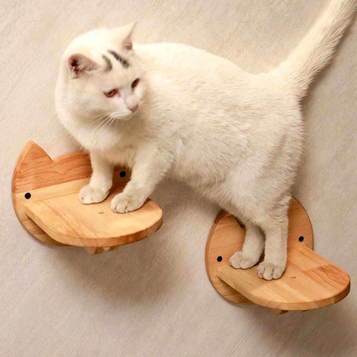 Estantes para gatos PETOMG, estantes para gatos DIY de madera de caucho | Juego de pared para gatos