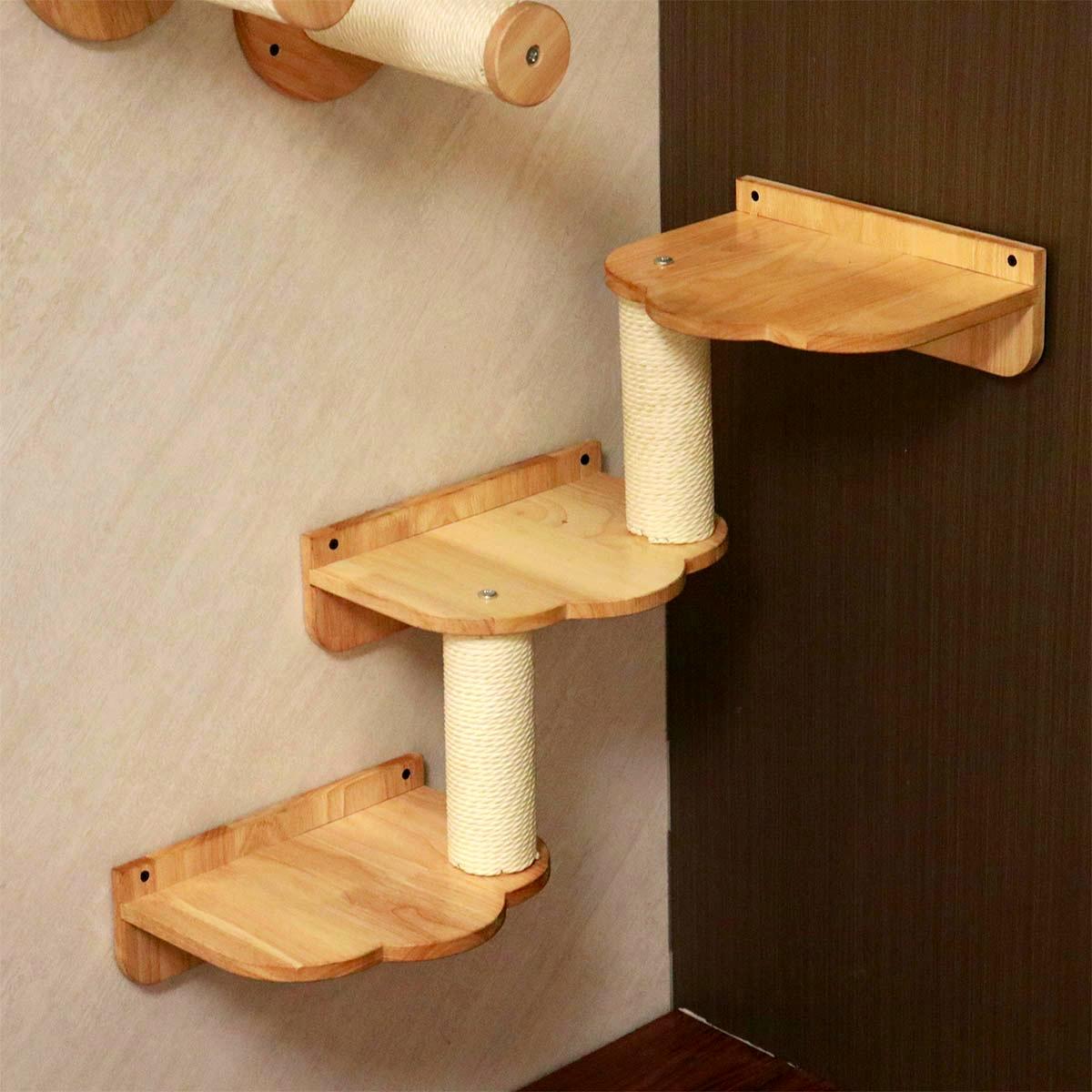 Wall-Mounted Cat Climbing Set | Sturdy Sisal Scratching Posts | Space-Saving Modular Design |Corner Climbing Design