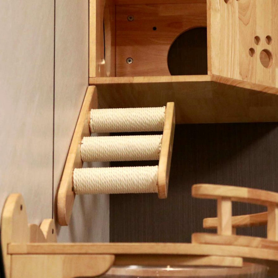 PETOMG Escalones de pared para gatos, escalera para gatos, escaladores para paredes | Madera de caucho