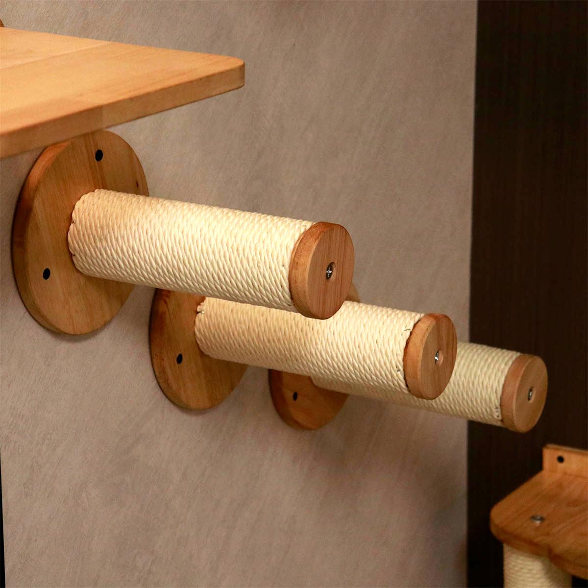 PETOMG Poste rascador para gatos, escalones de pared para gatos, paseos para gatos (2 piezas) | Madera de caucho