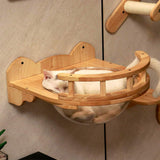 PETOMG Percha para gatos, cápsula espacial para gatos, muebles de cama para gatos, montado en la pared para gatos | Madera de caucho