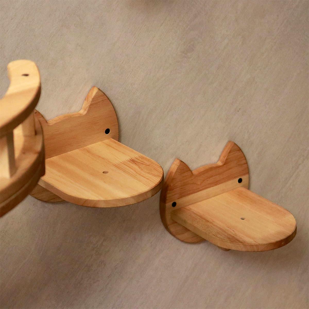 PETOMG Escalones de pared para gatos, estante para gatos, escalera para gatos, paseos para gatos (2 piezas) | Madera de caucho