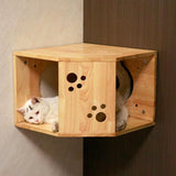 PETOMG Wall Mounted Cat House, Cat Shelf, Cat Perch| Rubberwood