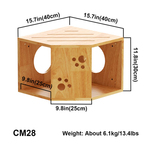 PETOMG Casa para gatos montada en la pared, estante para gatos, percha para gatos | Madera de caucho