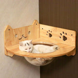 PETOMG Percha para gatos, estante para gatos, muebles para gatos montados en la pared, nave espacial para gatos | Madera de caucho