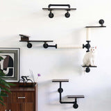 Smoky Rubber Wood Cat Shelves | Modern Minimalist Wall-Mounted Cat Tree | Bundle Set