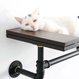 Cat Wall Shelves | Modern Industrial Style | Smoked Rubberwood | Sturdy and Stable