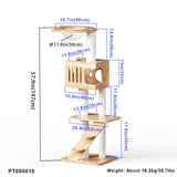 PETOMG Árbol para gatos estético de madera de caucho 55*42*147 cm