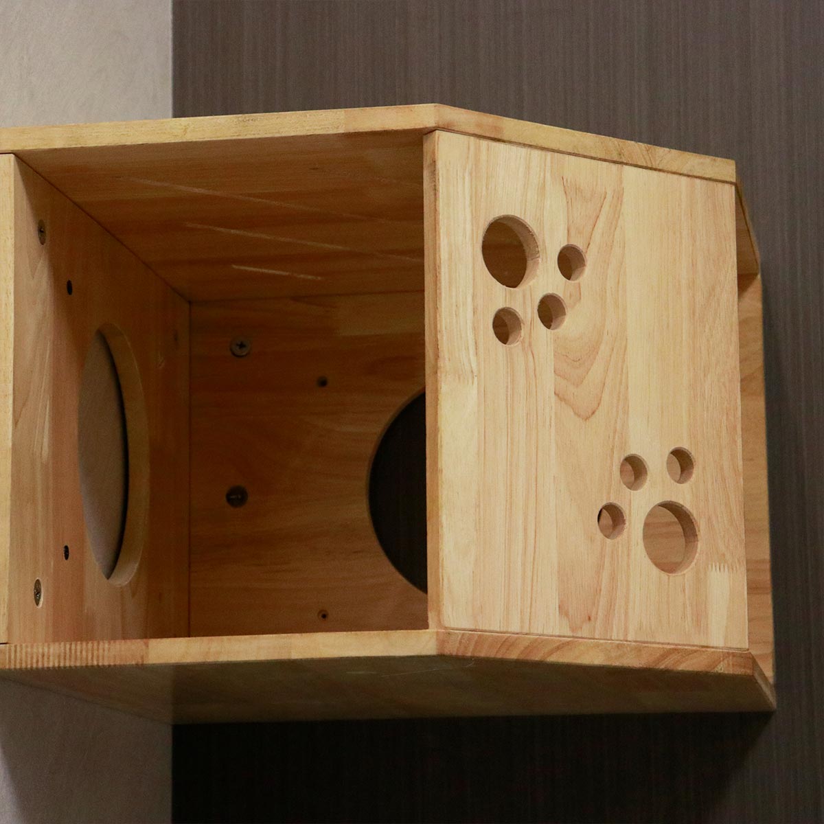 PETOMG Casa para gatos montada en la pared, estante para gatos, percha para gatos | Madera de caucho